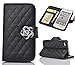 Welity Camellia Soft Leather Grid Crystal Pu Leather Wallet Case for Apple iPhone 4/4S/4G and One Gifts(Black Color)