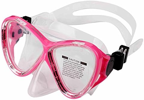 ALOMA Snorkeling Mask Tempered Glass Lens, Scuba Diving Mask Swimming, Adjustable Strap, Adult, Fuchsia