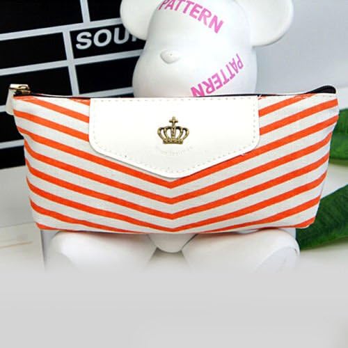Student Navy Canvas Pen Pencil Case Coin Purse Pouch Cosmetic Makeup Bag
