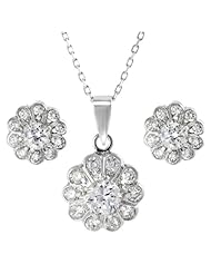 Alexandria Collection Sterling Silver Cubic Zirconia Necklace Earring Set