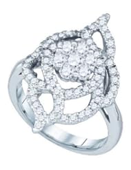 1 cttw 14k White Gold Diamond Fashion Cocktail Ring Right Hand Ring Ladies Cocktail Ring (Real Diamonds: 1 cttw, Ring Sizes 4-10)