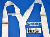 White Italian Silk Dual Clip Mens Suspenders Perfect for Formal Wear.