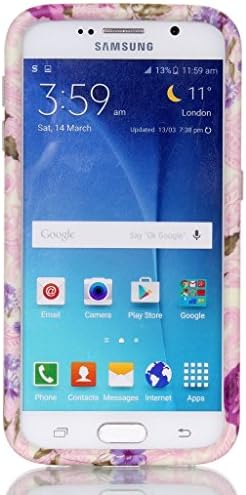 Galaxy S6 Case,S6 Case-AUCHA Newly Fashion Hybrid 3-Layer High Impact Resistant Bumpers Slim Back Shell Case Cover(Gorgeous Flowers)Suitable for Samsung Galaxy S6 (K0908)