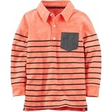 カーターズ Carter's/ ロングスリーブ ストライプ ポロ オレンジ トップス長袖シャツ 3歳【並行輸入】