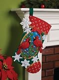 Bucilla 18-Inch Christmas Stocking Felt Applique Kit, Cardinals
