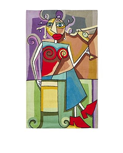 Jute & Co Tappeto/Arazzo Ricamato A Mano Multicolore 75×120 cm