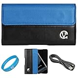 Blue & Black Portola Leather Holster Carrying Case with Fixed Belt-Clip and ....
