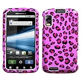 Pink Leopard Skin Phone Protector Cover for MOTOROLA MB860 (Olympus/Atrix 4 ....