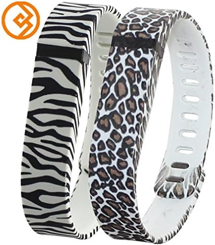 Bandcase New Style Lepoad Set Size Large L or Size Small S Multicolor Leopard Combinational Replacement Bands with Metal Clasps for Fitbit Flex Only No Tracker/ Wireless Activity Bracelet Sport Wristband Fit Bit Flex Bracelet Sport Arm Band Armband (Leopard&Zebra, Large)