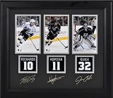 Mike Richards, Anze Kopitar, and Jonathan Quick Framed 4x6 Photographs | Details: Los Angeles Kings, with Facsimile Signature and Jersey Number Replica Miniatures
