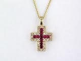 14K .70 CTW Ruby & Diamond Religious Cross