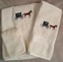 Embroidered Amish Horse & Buggy on a Cream Bath Towel Set