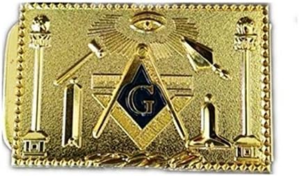 Jingchuan Masonic Gold-plated Money Clip with Working Tools Emblem
