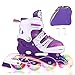 JIFAR Youth Childrenâ€™s Inline Skates for Kids, Adjustable Roller Blades with Light Up Wheels for Girls Boys, Indoor&Outdoor Ice Skating Equipment Medium Size(2-5 US), Purple