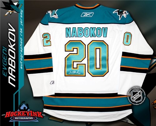 Evgeni Nabokov Autographed/Hand Signed San Jose Sharks Teal Reebok Premier Jersey