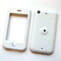 AT&T Apple iPhone I 1st Generation Fabric Snap on Protector Hard Case Thick Cover White Leather 10