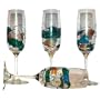 ArtisanStreet's Set 4 Champagne Flutes. Hand Painted in Abstract Design One of a Kind, Signed