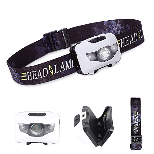 Wsky LED Headlamp,Super Brightest LED Flashlight with Red Light,120 Lm IPX6 Waterproof Portable Headlamp with Adjustable Comfortable Headband for Outdoor Sports & Home Use(Battery not Included)(White)
