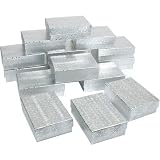 15 Silver Cotton Jewelry Gift Boxes Pocket Watch Displays 3.25"
