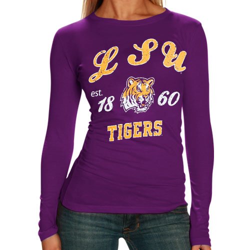 LSU Tigers Ladies Purple Long Sleeve Tissue T-shirt (Medium)