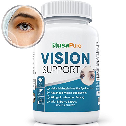 Lutein Eye Vitamins: Vision Support Supplement for Dry Eyes with Lutein, Beta Carotene, Bilberry, Grapeseed, Beta-Carotene, Zinc: All Natural Made in the USA: 100% Money Back Guarantee - 60 Capsules