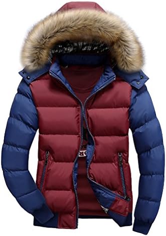 Men Fashion Plus Size Warm Fleece Down Coats Fur Hooded Zip Puffer Jacket Winter