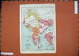 1929 Colour Map India Burma Ceylon Rice Wheat Cotton
