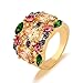Yoursfs Colorful Gemstone Crystal Yellow Hollow Cocktail Wide band Marquise CZ Engagement Ring