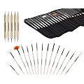 Bundle Monster New Pro 20pc Nail Art Design Painting Detailing Brushes & Dotting Pen / Dotter Tool Kit Set