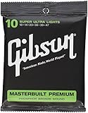 Gibson Masterbuilt Premium Phosphor Bronze Acoustic Guitar Strings, Super Ultra Light 10-47