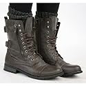 Womens Military Style Brown Lace Up Ladies Army Worker Ankle Boots Size 3 4 5 6 7 8 with shoeFashionista Boutique Bag