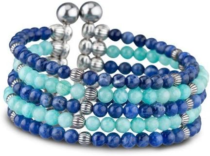 Sterling Silver Blue Gemstone Bracelet Set