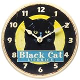 Quality Time Black Cat 10 Vintage Image Wall Clock