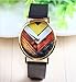TPT Geneva Geometry Pattern Leather Band Watch Men Women Wrist Watches(Black)