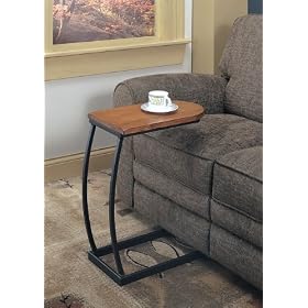 Rustic Oak Table Top w Black Metal Sofa Tea Side Table