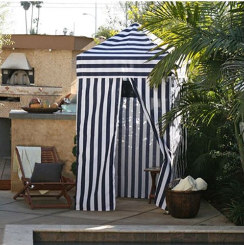 Striped Portable Changing Cabana Tent Patio Beach Pool Navy White
