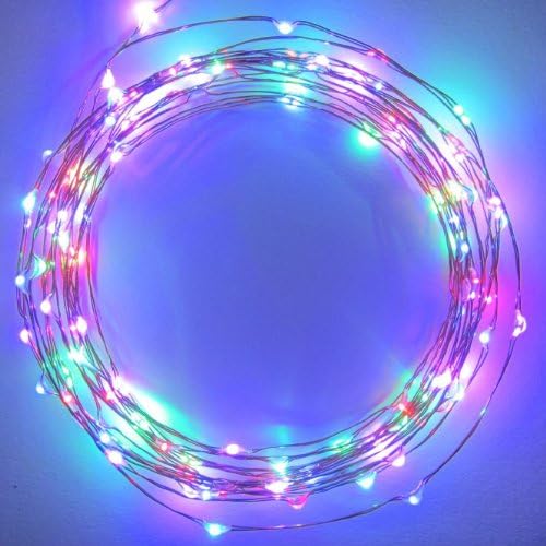 DODOLIGHTNESS 33Ft 10meter Multi-Color Wire LED Starry Lights, 12V DC LED String Light, Includes Power Adapter, with 100 Individual Leds