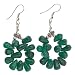 EXP Handmade Green Aventurine Dangle Earrings With Silver Beads