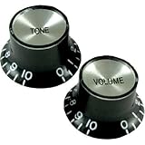 Gibson Vintage Top Hat Replacement Knobs, Black / Chrome (2 Tone, 2 Volume)