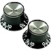 Gibson Vintage Top Hat Replacement Knobs, Black / Chrome (2 Tone, 2 Volume)
