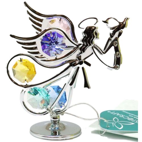 CRYSTOCRAFT Freestanding Swarovski Crystal Flying Angel