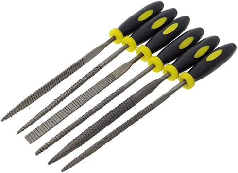 Releaserain 5.5 Inch Mini Hand File Tool Assorted Wood Rasp Set with Rubber Handle Set of 6 Pieces
