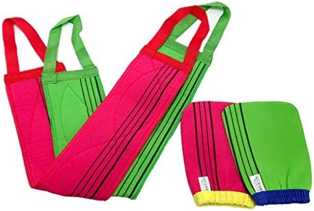 4-Pack (2 Mittens + 2 Back Scrub Towels) Top Quality Exfoliating Beauty Skin Bath Scrub Towel Clothes (Made in Korea)