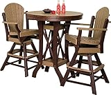 Poly Patio Set Including Round Table (48") and 4 Swivel Chairs in 18 Colors - Amish Made - BROWN