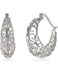 Sterling Silver Filigree Swirl Hoop Earrings