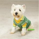 X-SMALL GREEN/YELLOW Dog Polo Mock Vest Sweater Set