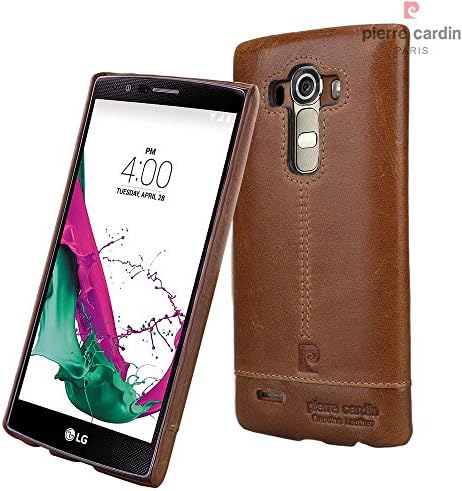 New Design LG G4 Pierre Cardin Mobile New Cover Premium Genuine Cow Leather Cowhide Case Slim Design Hard Back Snap On Fit LG G4 Brown