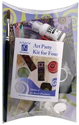 Art Night Out Party Kit for 4 People Makes 4 Circle Resin Pendants in Silver Plate