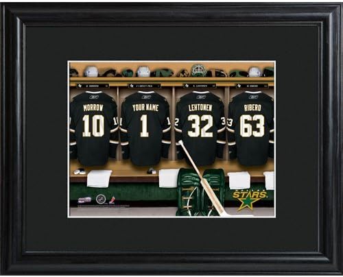Dallas Stars Personalized NHL Locker Room Print with Wood Frame