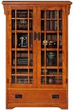 Craftsman Multicolormedia Cabinet With Glass Doors, GLASS DR/DRAWER, DARK OAK